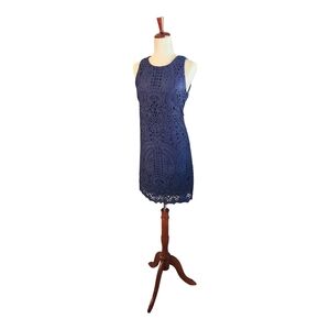 Eliza J. elegant sleeveless Blue lines Lace cocktail Dress